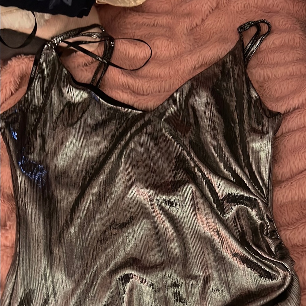 Forever 21 Metallic Mini Dress - Black and Silver